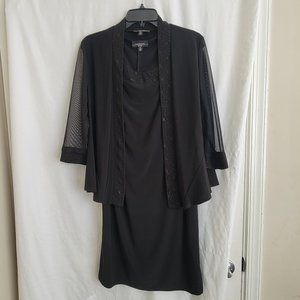 R & M Richards Women's Black 2 PC Set Dress & Jacket 12P NEW WITH TAG